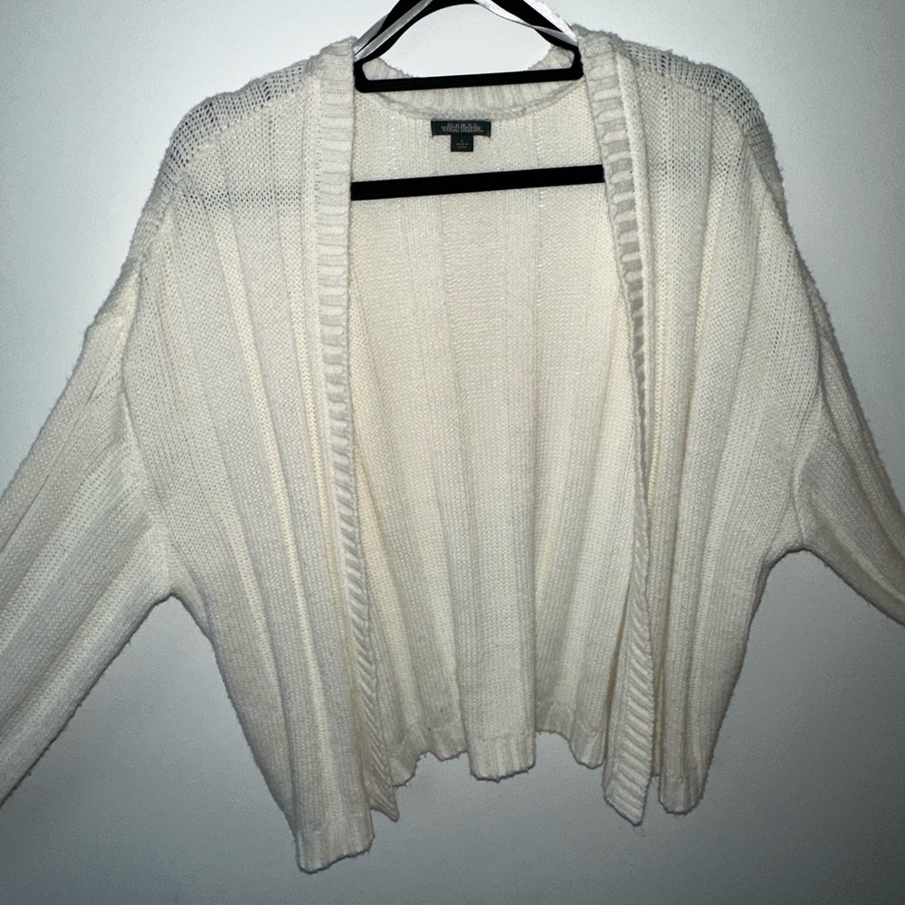 White Ribbed Cardigan
